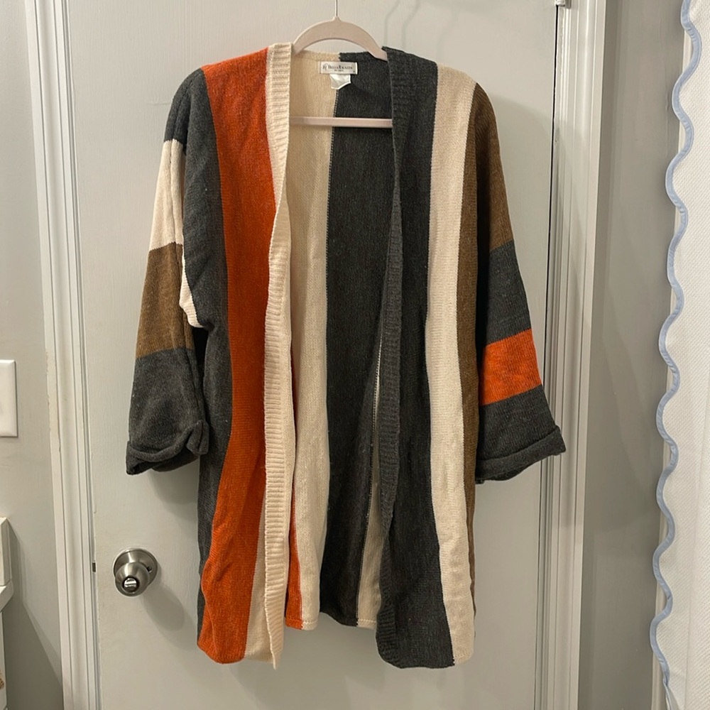 Striped open front cardigan from a local boutique. Chunkier fabric.